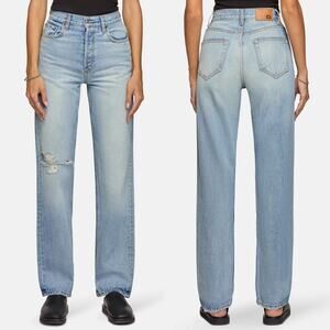 EB Denim NWT High Rise Straight Jeans Women’s Size 27 Highland Distressed Blue